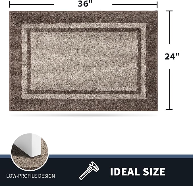 PURRUGS Dirt Trapping Door Mat 24" x 36", Non-Slip Machine Washable Entryway Rug