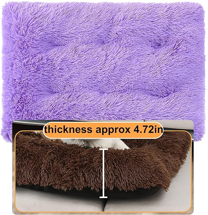 Dog Crate Mat, Dog Bed for Large Dogs, Comfy Fluffy Kennel Pad Anti-Slip for Dog beds & Furniture, Quilted Dog Bed for Pets for Medium/Small Dogs Cats (Color : Purple, Size : 43x29)