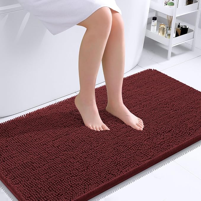 OLANLY Large Bathroom Rugs 40x24, Soft Absorbent Chenille Bath Rugs, Rubber