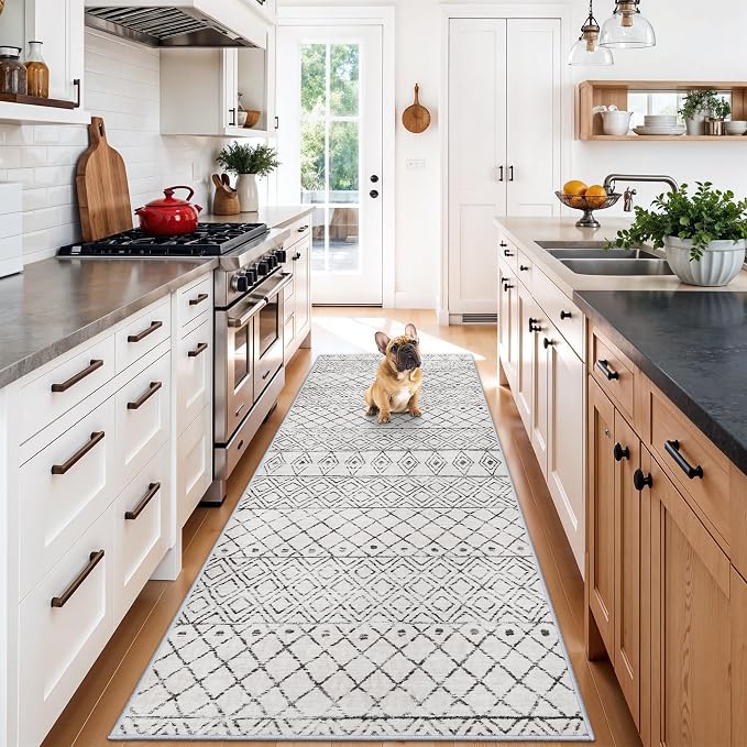 Moroccan 3x8 Runner Rug Hallway: Washable Farmhouse Runners