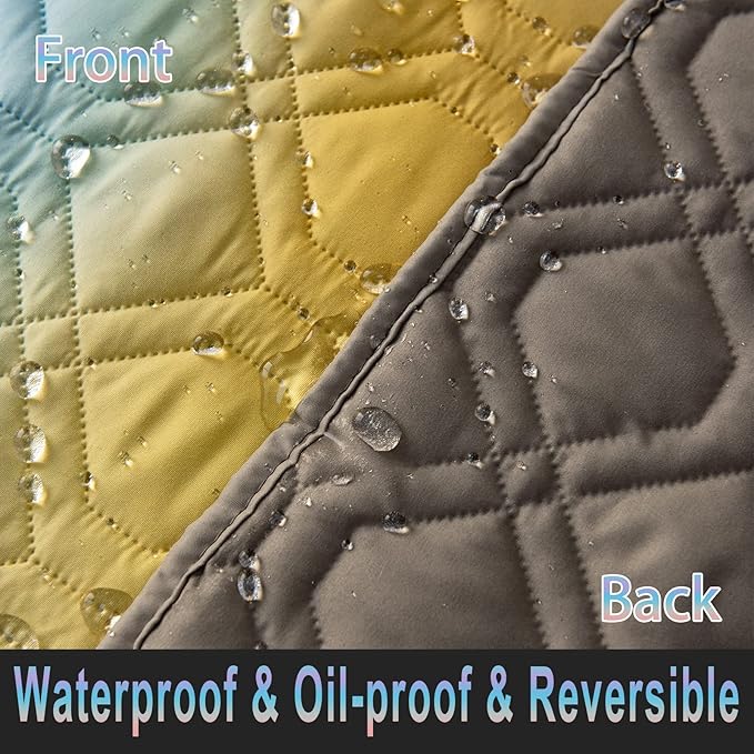 100% Waterproof Dog Bed Cover 30x70 inch Reversible Changing Pad Reusable Camping Mat for Kids/Pet/Dog/Cat Washable Geometric Embroidery Blanket Patchwork Rainbow Ombre Printed+Gray