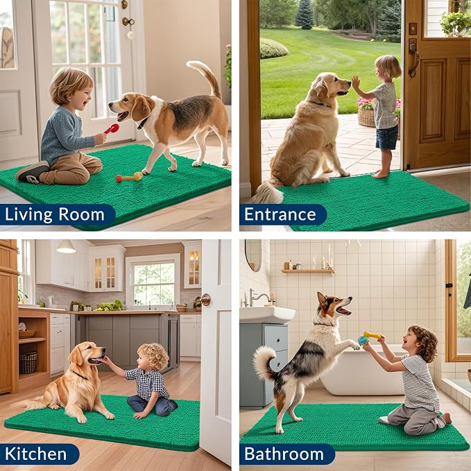 Smiry Dog Door Mat for Muddy Paws 36x24, Absorbent Dirt Trapper, Non-Slip