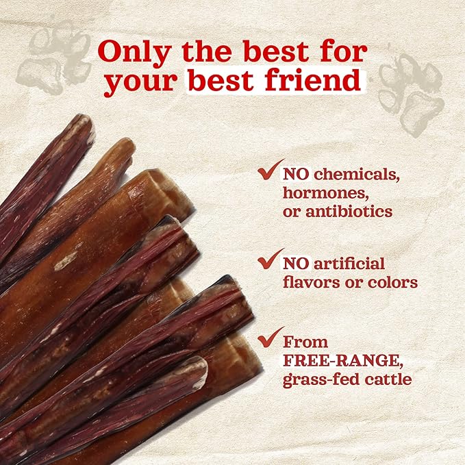 Natural Farm Power Bully Sticks Dog Chews (6”, 25-Pack), 2-in-1 Power Chews: Premium Beef Cheek Wrapped in Beef Pizzle, Long-Lasting, Great Dog Dental Treats for Small, Medium & Large Dogs
