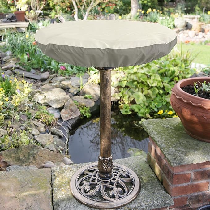 Bitubi Bird Bath Cover for 24" to 30" Diameter Bowl,Heavy Duty Waterproof 600D Oxford Cloth Garden Bird Bath Protective Cover with Elastic Hem Cord