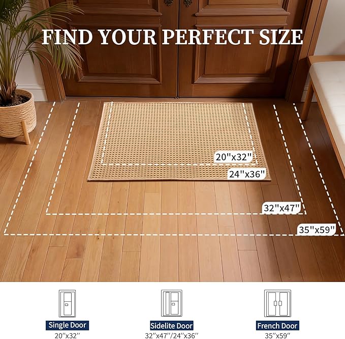 YIHOUSE Indoor Door Mat 24" x 36", Non-Slip Washable Entryway Mat, Dirt Trapper