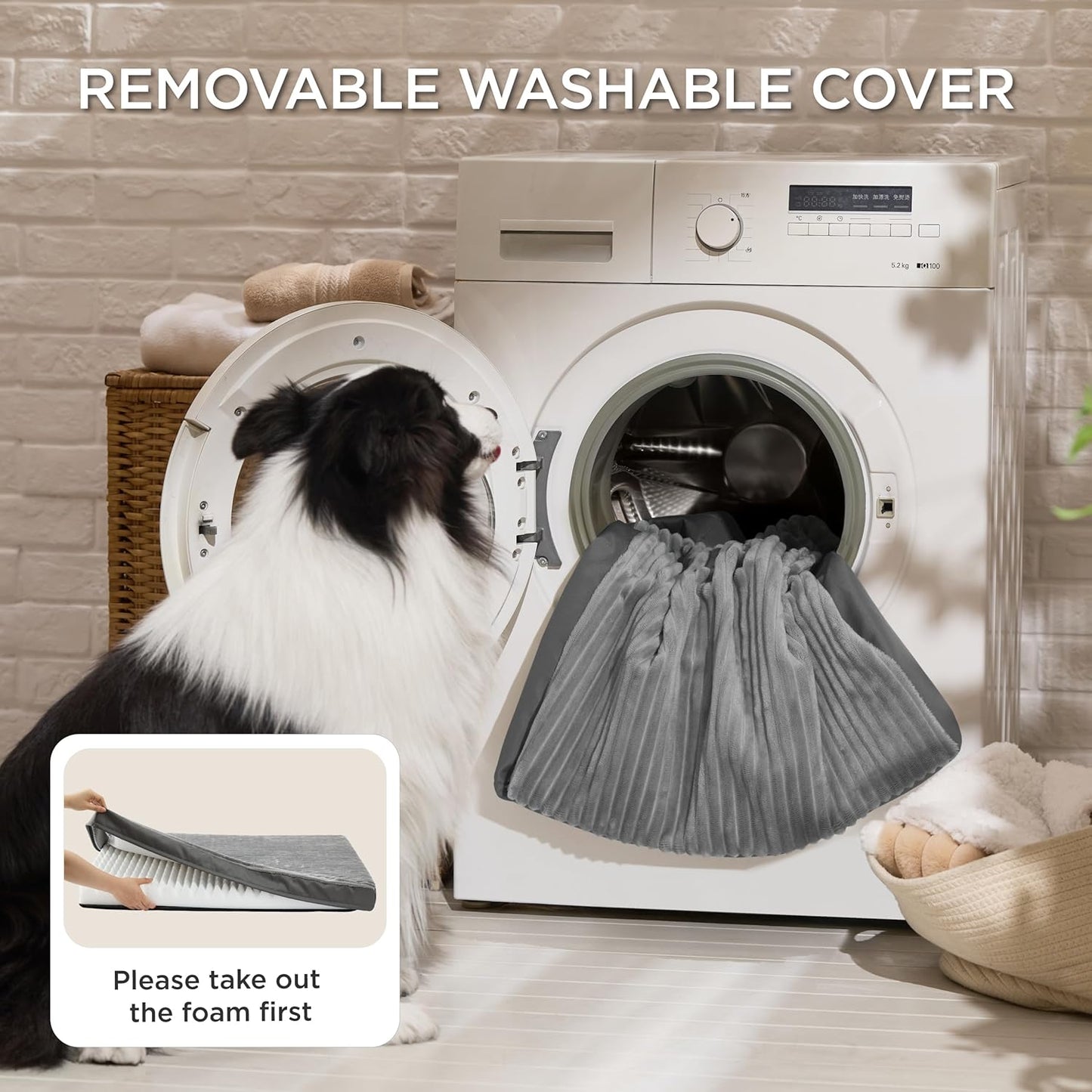 Bedsure Dog Beds Large Sized Dog- Orthopedic Pet Beds with Removable Machine Washable Cover, Egg Crate Foam Puppy Pad, Suitable for Pet Up to 50 lbs, 35"x22"