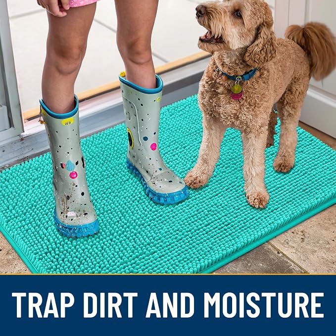 Smiry Dog Door Mat for Muddy Paws 54x32, Absorbent Dirt Trapper, Non-Slip