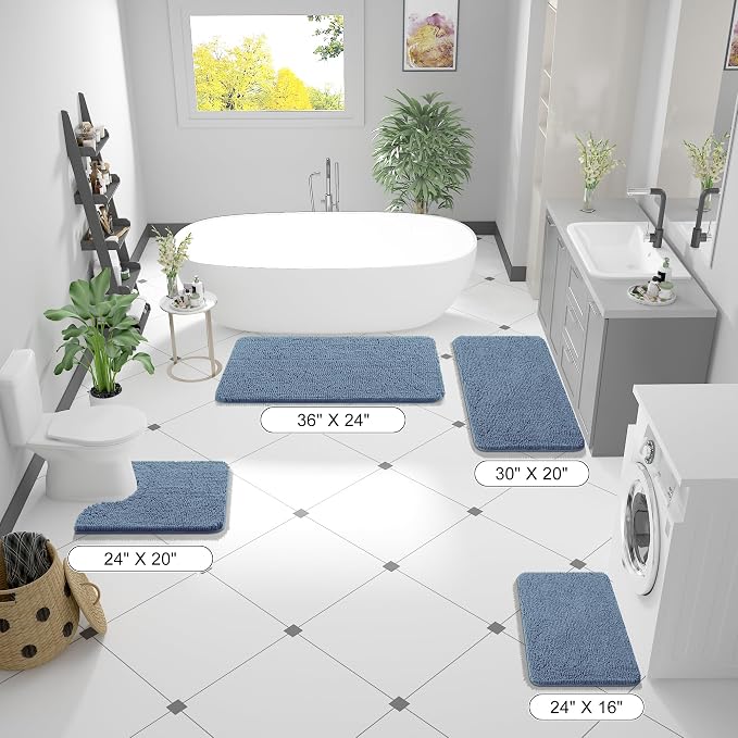 OLANLY Large Bathroom Rugs 45x27, Extra Soft Absorbent Chenille Bath Rugs