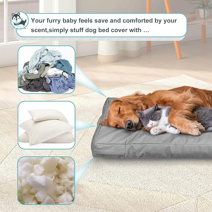 Explore Land Waterproof Dog Bed Cover Canvas Washable Dog Crate Pad Replacement Cover for 30 Inch Crate, 29Lx18Wx3.5H inch, Gray