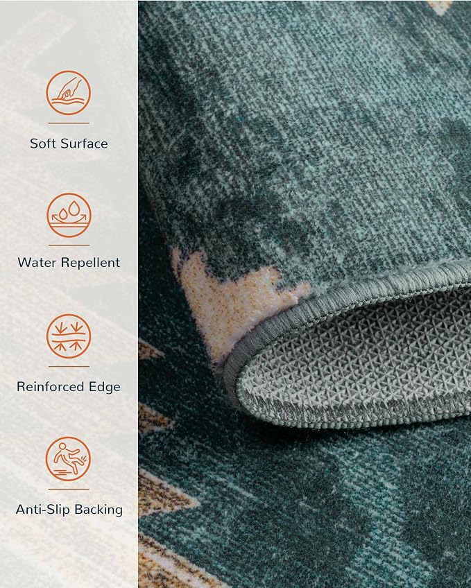 BESTSWEETIE Area Rug 4x6 Rug Machine Washable Non-Slip Low Pile Print Pattern