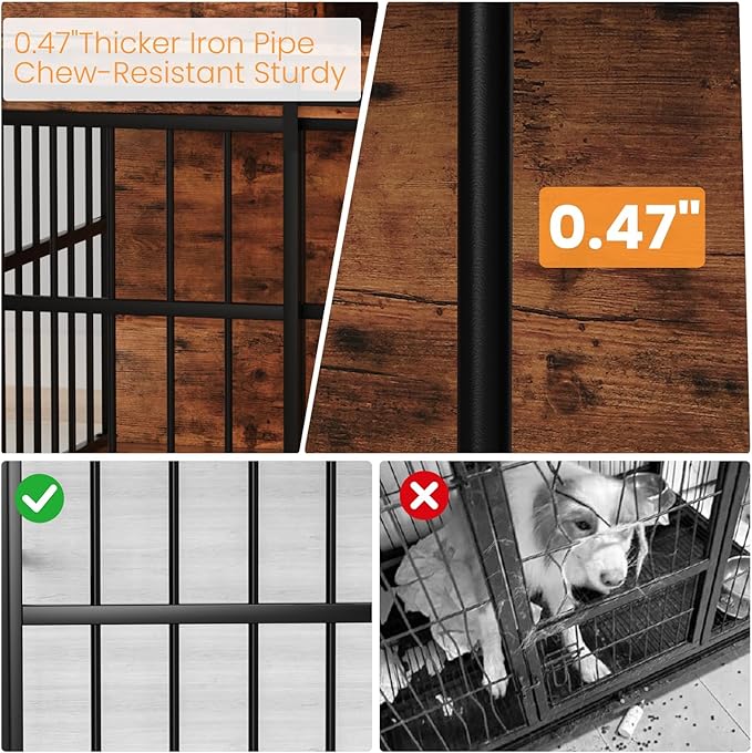 35.4" Dog Crate Furniture, Dog Kennel Indoor with Wheels for Medium Small Dogs, Wooden Dog Crate End Table with Drawer, Open Shelves and Sliding Door, Dog Kennel Furniture for Living Room, Bedroom