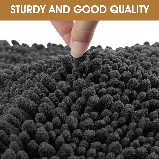 IM HOME Extra Large 60" x 36" Dark Grey Dog Door Mats for Muddy Paws, Chenille Absorbent Dog Mat, Non Slip Heavy Mud Mat for Dogs, Soft Pet Bed Mat for Entryway, Mud Paws, Inside Floor