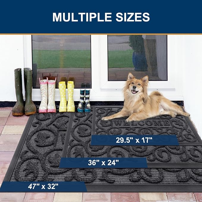 Smiry Welcome Door Mat Outside Entrance, Heavy Duty Trap Dirt and Moisture Easy