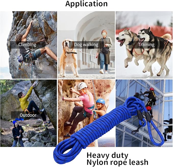 Long Dog Leash for Training 50Ft-Reflective Nylon Rope with Swivel Hook-Recall Agility Lead for Large Small Medium Dogs Outside Walking Hiking-Royal Blue