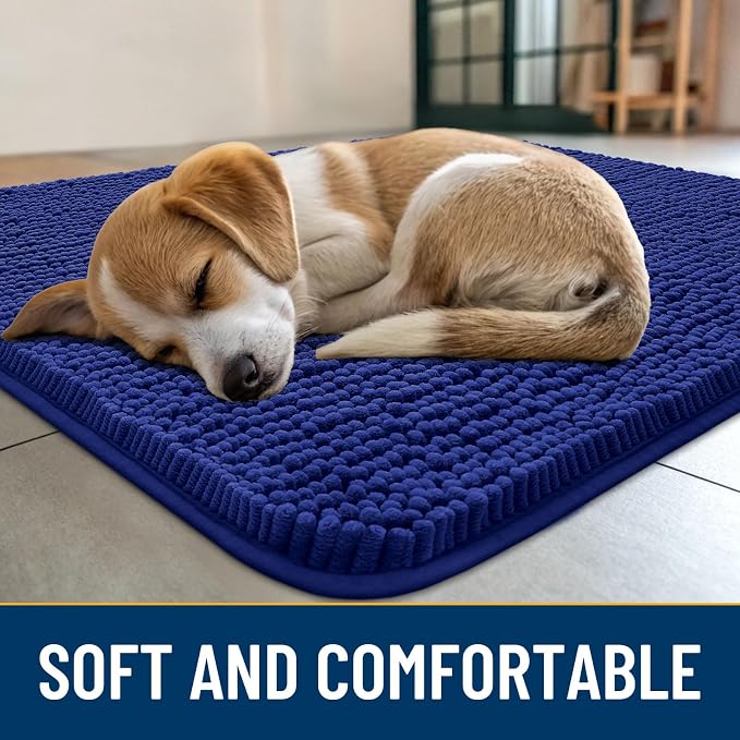 Smiry Dog Door Mat for Muddy Paws 36x24, Absorbent Dirt Trapper, Non-Slip