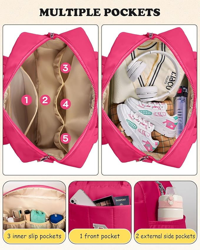 Dance Bag, Kid Weekender Bags，Teen Girl Gifts-Overnight Bag with Wet Pocket，Lightweight Travel Tote Personalized Cheer Bags with Makeup Pouch