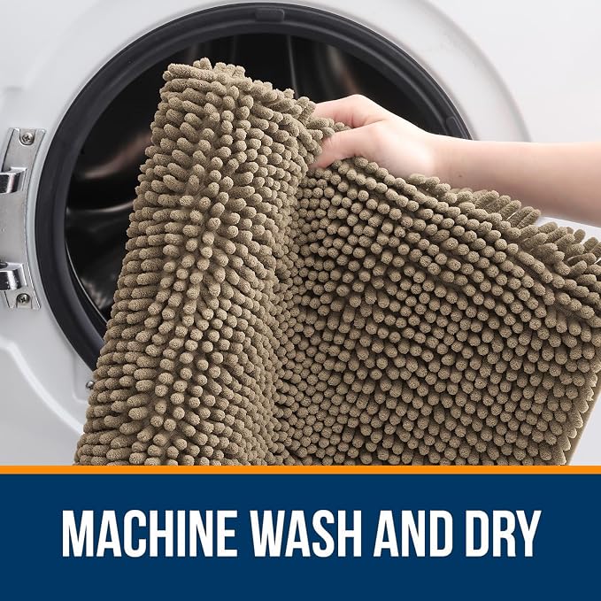 OLANLY Bathroom Rugs 34x21, Extra Soft Absorbent Chenille Bath Rugs, Rubber