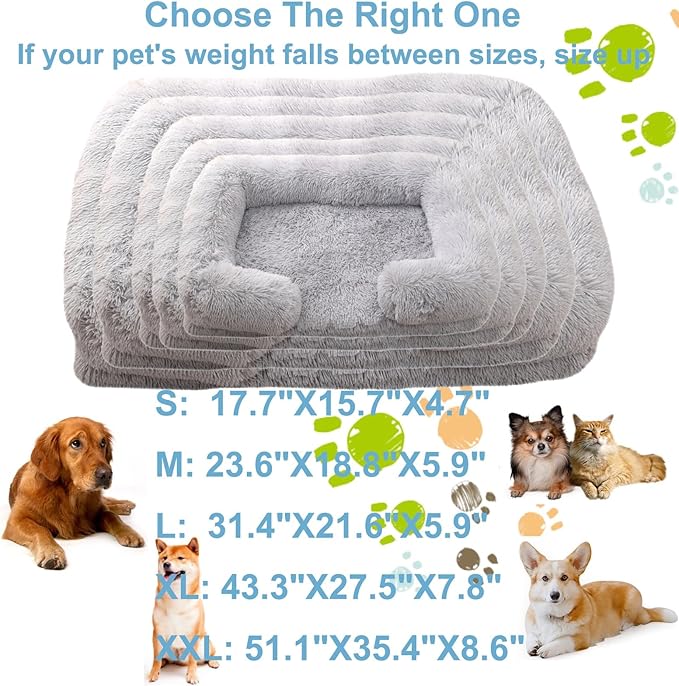 Dog Beds Large Sized dog Orthopedic, Sofa Dog Bed with Waterproof Lining and Nonskid Bottom, Rectangle Washable Dog Bed for Medium Small Dogs and Cats Comfortable ( Color : Gray1 , Size : 23 x 18" )