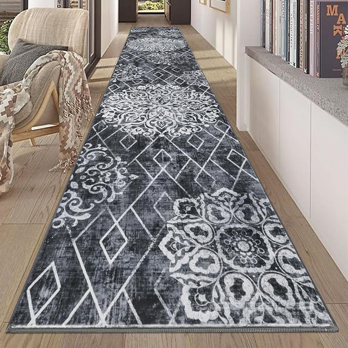HEBE Hallway Runner Rug 2'8''x14' Washable Vintage Distressed Area Rugs Non