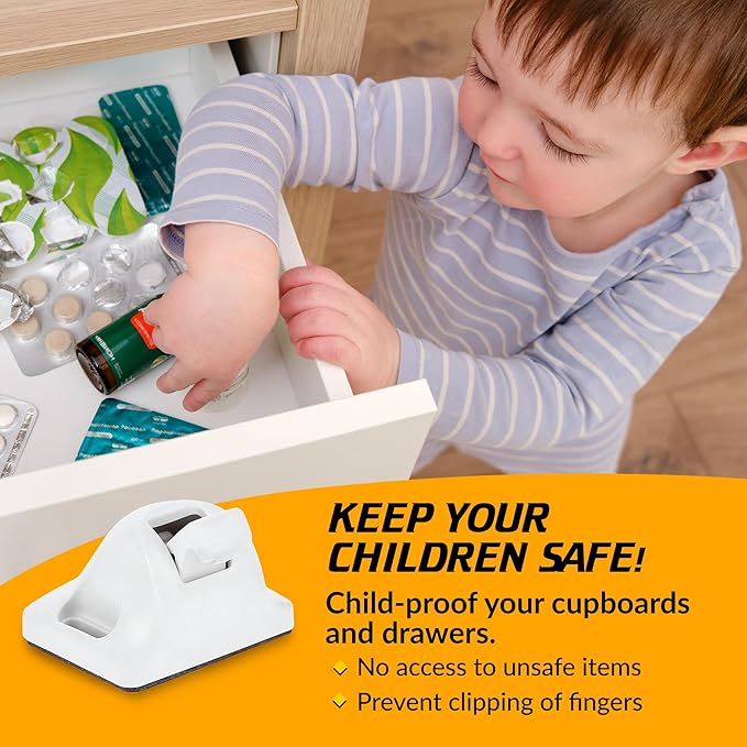 UPGRADED LICYFERN Magnetic Cabinet Locks (8 Locks & 2 Keys) - Invisible Baby Proofing Child Safety Lock & Keys – Easy to Install, Home & Kitchen Cabinet Magnetic Drawer Locks
