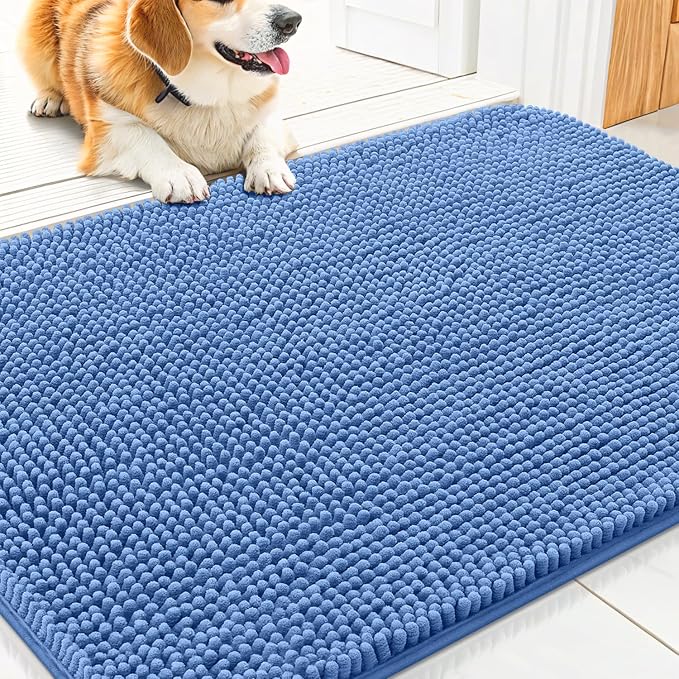 Smiry Dog Door Mat for Muddy Paws 30x20, Absorbent Dirt Trapper, Non-Slip