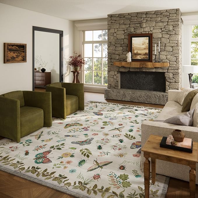 Washable Area Rugs for Living Room: 9x12 Bedroom Rug Vintage Large Rugs Stain