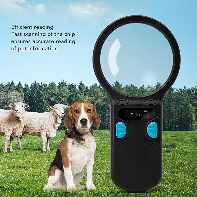 Sorandy Animal Chip Reader, Portable Lightweight Pet Handheld Rechargeable ID Tag Scanner with Fast Scanning for 125K 134.2K Pet Chips, Compitable with Small Animal Management