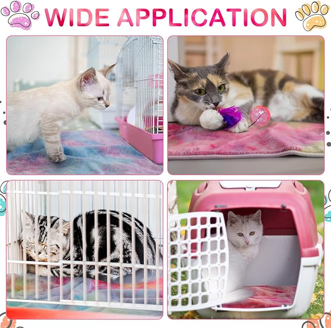 Reginary 4 Pcs Waterproof Guinea Pig Blankets Washable Small Animal Fleece Bedding Absorbent Guinea Pig Cage Liners Reusable Pet Pee Pad Sleep Mat for Hamster Ferret(Tie Dye Pattern,35 x 24 Inch)