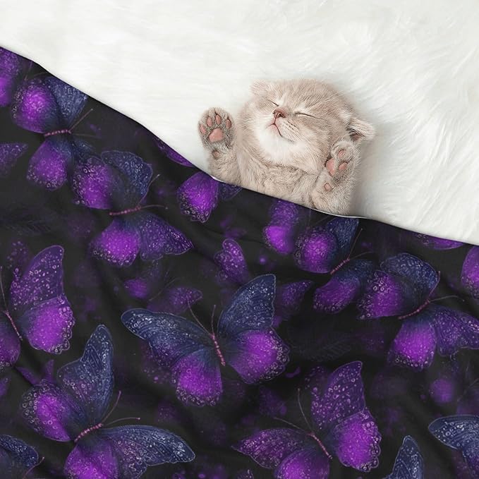 Waterproof Dog Blanket Soft Pet Blanket for Puppy Cat, Fleece Cat Throw Blankets for Furniture Bed Couch Sofa Reversible - Butterflies