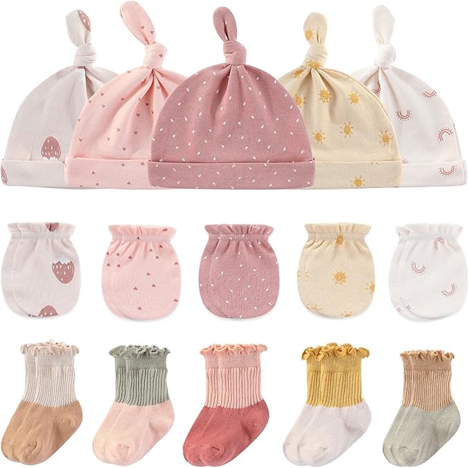 Baby Hats Mittens and Socks Set Cotton Newborn Hat Beanie Soft Infant Girls Boys Caps Gloves 0-6 month