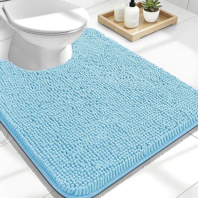 OLANLY Toilet Rugs U-Shaped 24x20, Extra Soft Absorbent Chenille Contour