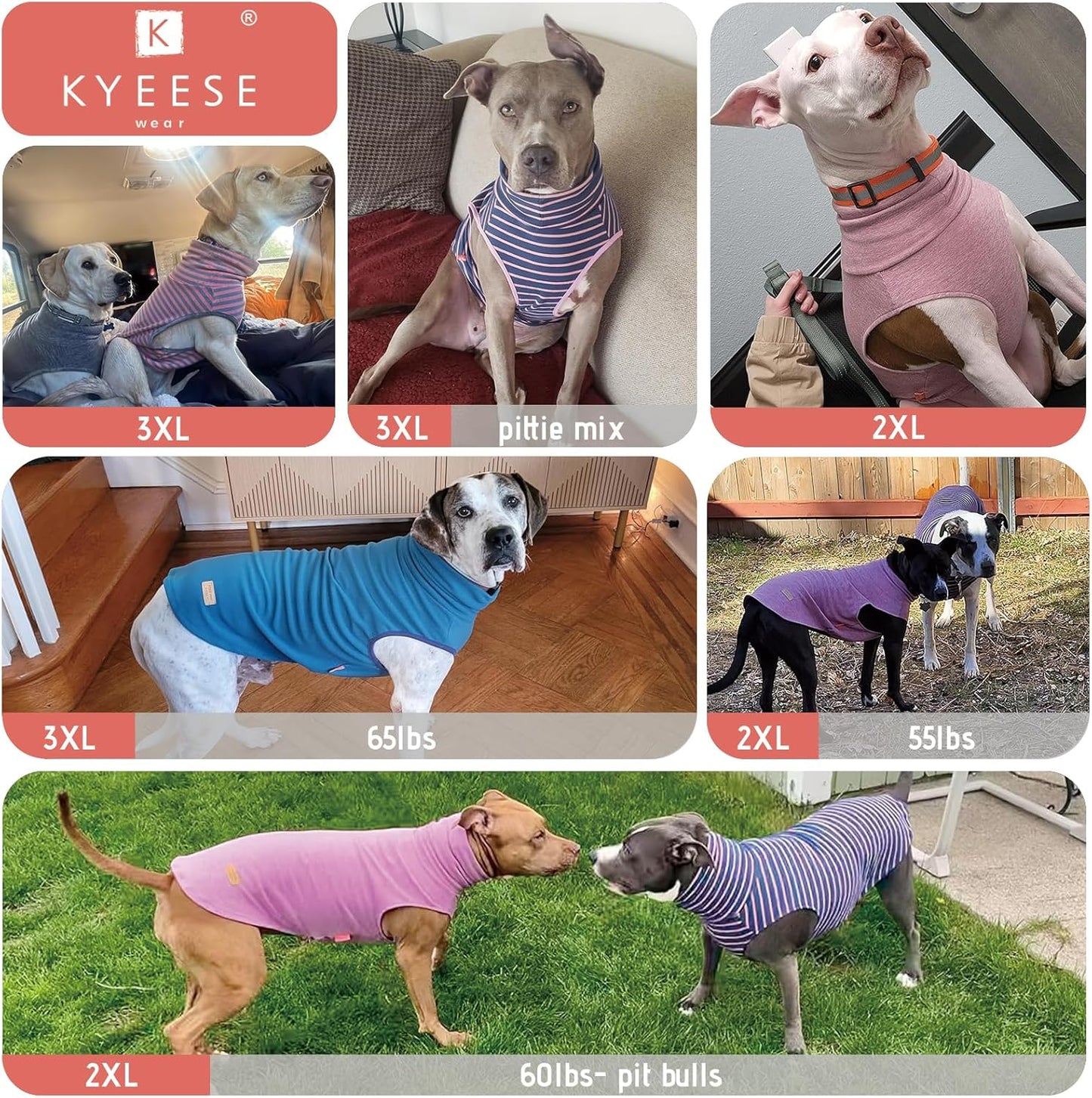 KYEESE 2Pack Dog Sweater Warm Dogs Clothes Stretchy Pet Sweater Large Size Pets Soft Pet Sweatshirt Pullover Turtleneck Pets Coats Dog Sweaters for Large Dogs
