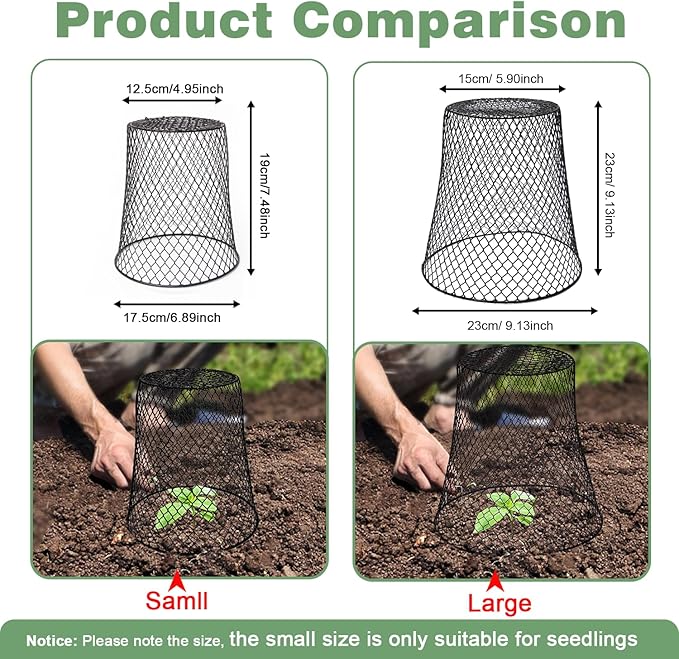 10 Pcs 6.8"×7.4" (Multiple Sizes/Quantities Available) Seedling Plant Protectors from Animals, Chicken Wire Plant Cage Garden Cloche to Protect Plants Vegetables from Rabbits Squirrels Chicken