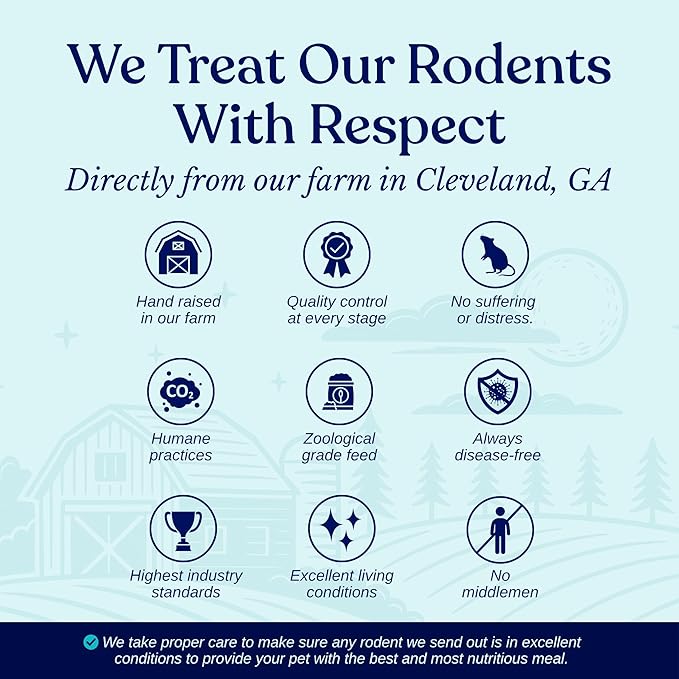 MiceDirect Frozen Rat Smalls Feeder Food Adult Ball Pythons Adult Red Tail Boas Monitors Lizards (4.5-6 in (Pack of 100))