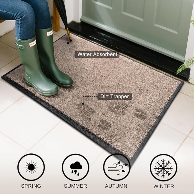 Mibao Front Door Mat Indoor Entrance, 29.5" x 17", Dirt Trapper Welcome Mat