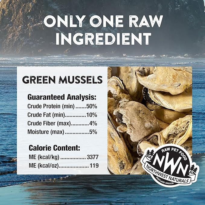 Northwest Naturals Raw Rewards Freeze-Dried Treats - Green-Lipped Mussels (2 oz) & Minnows (1 oz) Treats for Dogs & Cats - Healthy, 1 Ingredient, Human Grade Ingredients, All Natural
