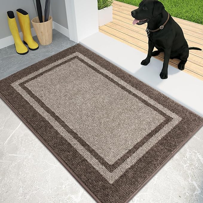 PURRUGS Dirt Trapping Door Mat 24" x 36", Non-Slip Machine Washable Entryway Rug