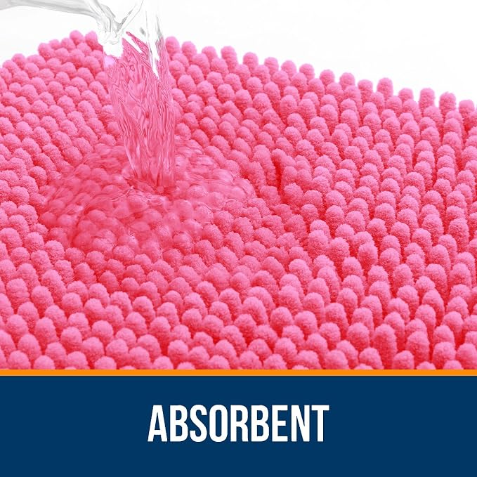 OLANLY Toilet Rugs U-Shaped 24x24, Extra Soft Absorbent Chenille Contour