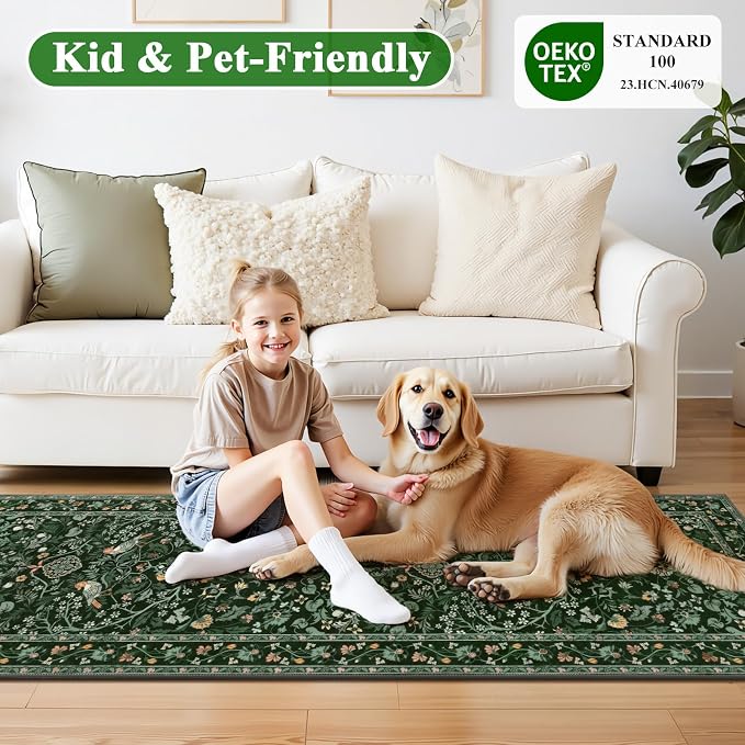 HEBE Washable Hallway Runner Rug 2'x 6' Non Slip Kitchen Rugs Runner, Low Pile