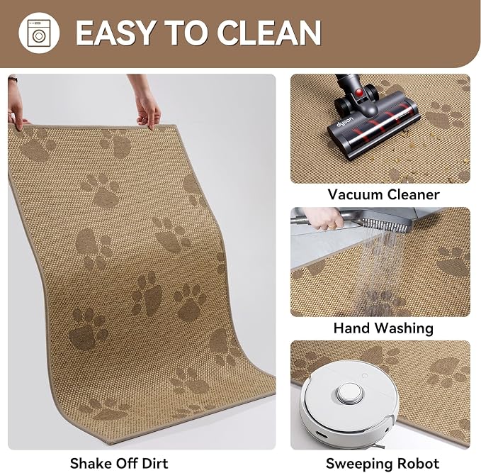 YDKGL Door Mat Indoor Entrance 17"x30", 0.16" Thin Paw Print Low Pile Doormat