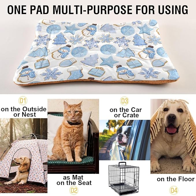Christmas Gingerbread Cookies Pet Bed Cute Dog Bed Mat Absorbing Non Slip Pad Pet Sleeping Mat for Small, Medium, and Large Dogs Puppy Cat 24 in x 18 in
