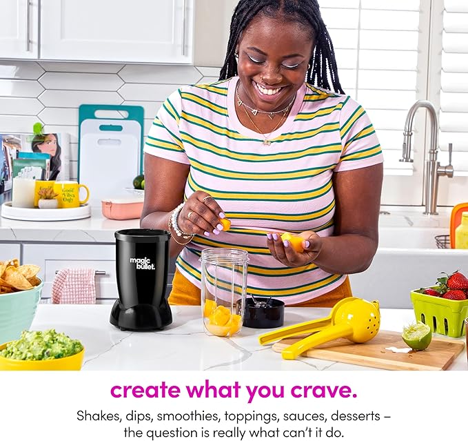 Magic Bullet® Blender Set, 7-Piece Set, 250W Blender and Food Processor, 2 Blending Cups, Cross Blade, Compact Design, Smoothies, Sauces, Silver, MBR-0701AK