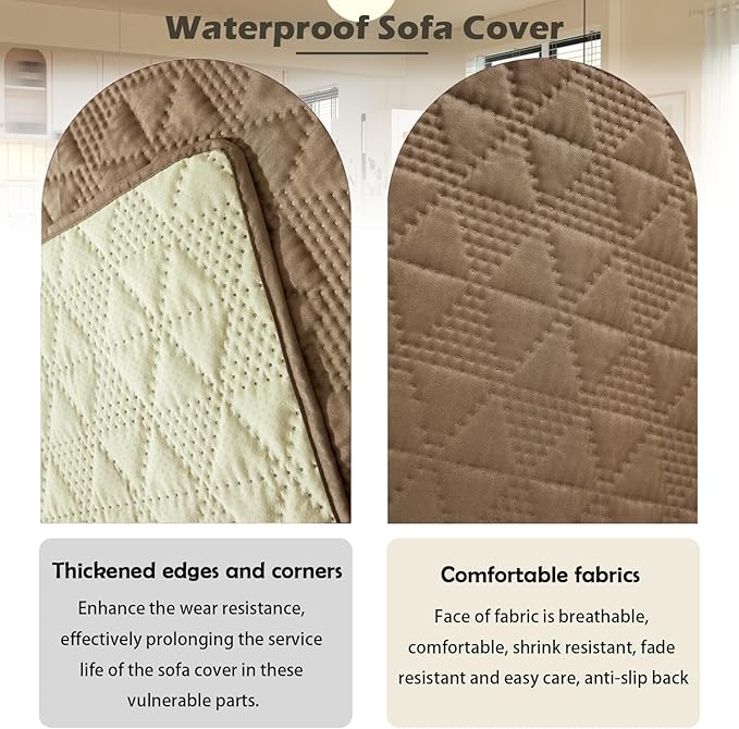 Waterproof Dog Bed Cover Pet Blanket, Soft Pet Couch Covers for Sofa Washable, Bed Couch Sofa Furniture Protector for Puppy Cat Kids (Khaki,210 * 210 CM)