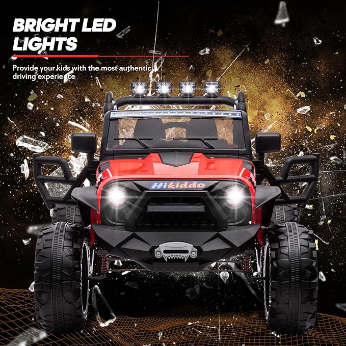 24V 9Ah Ride on Toy for Big Kids, 4x4 2 Seater Ride on Car Truck w/Remote Control, 4x200W Motors - Bright Red
