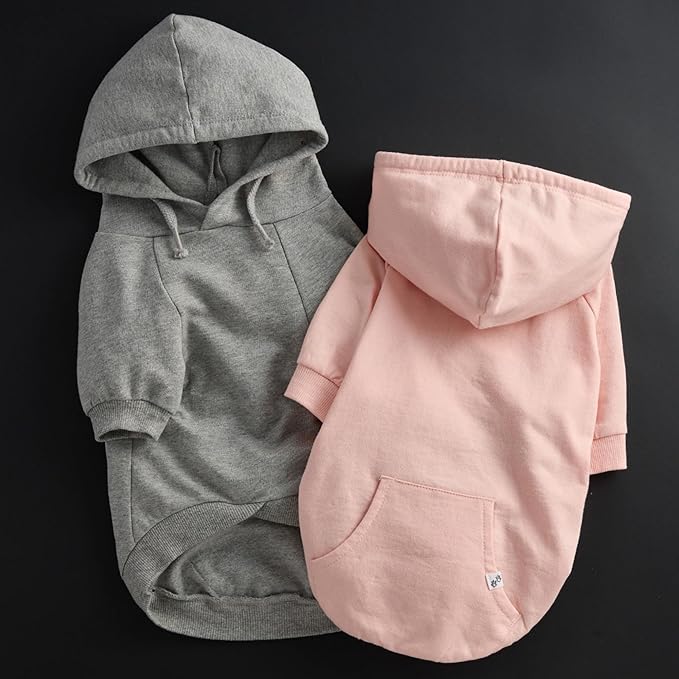 Rocky – The Orginal Lightweight Hooded TEE 100% Organic Cotton Dog Hoodie Pet Coat Sweater for Small, Medium, Large Dogs, Heather Gray, Small