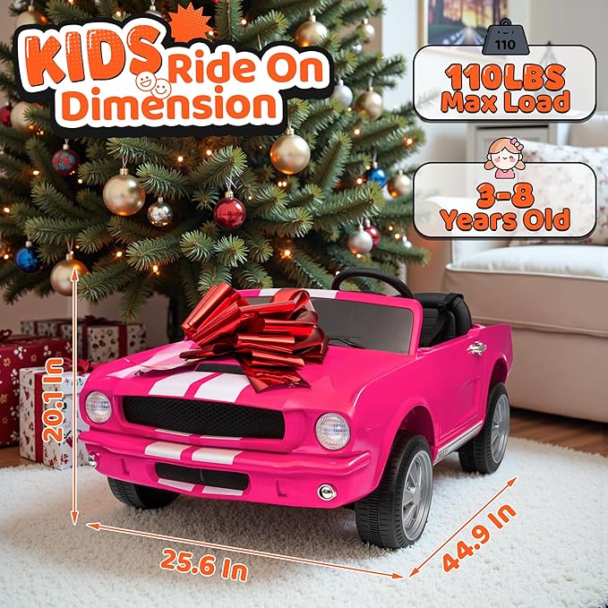 24V 2 Seater Ride on Toys, Licensed Shelby Cobra Kids Power Car Wheeler Ride On Toy w/ 2WD/4WD Switchable, Remote Control, 19" Spacious Seat, 4 Spring Suspension, Music, Bluetooth