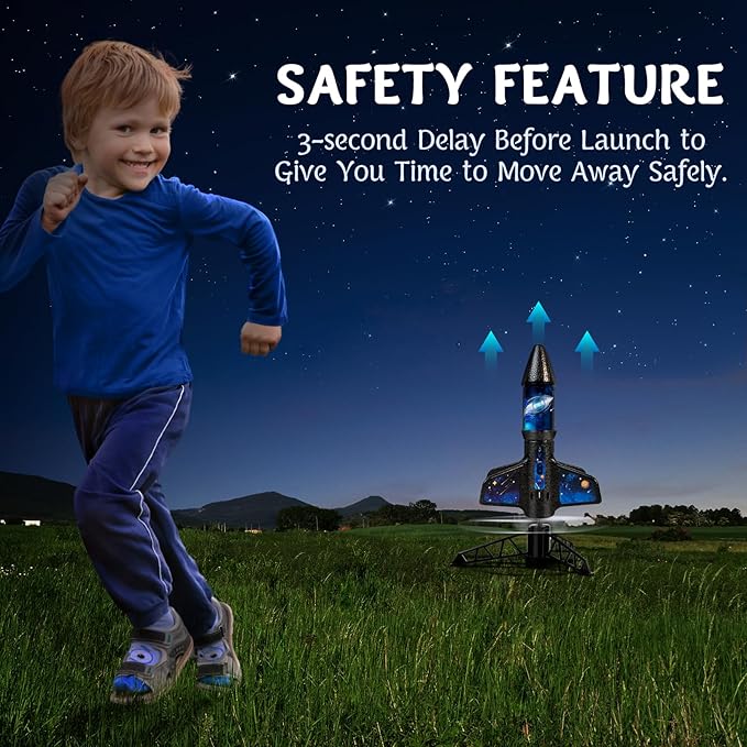Rocket Launcher for Kids -200 Feet of Flight Altitude, Auto Electric Rocket Toys with Safe Parachute, Outdoor Summer Yard Toys Christmas Birthday Gifts for Boys & Girls Age 6 7 9 10 12 8-13 Years Old