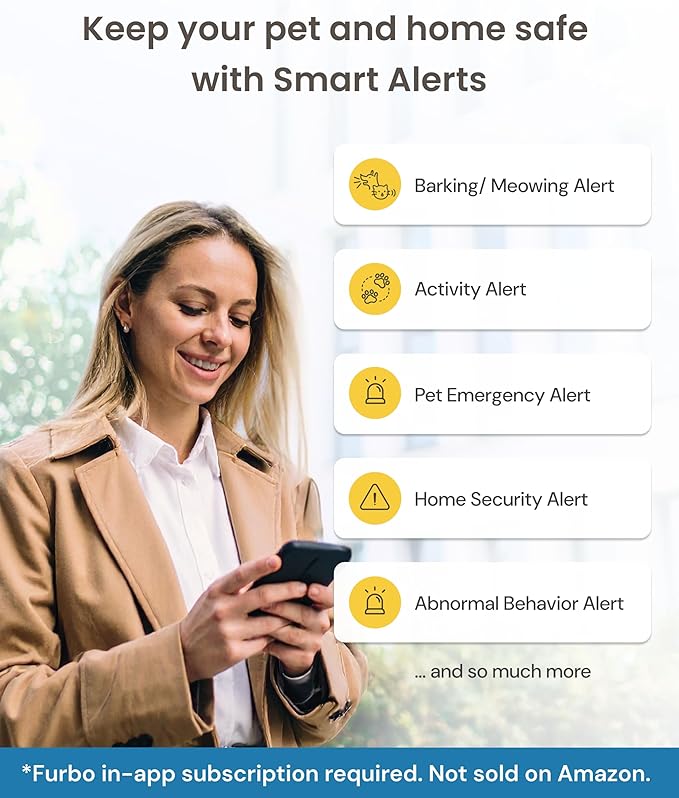 Furbo Mini 360° [Subscription Required] New 2K QHD Pet Camera - Unlock w/Paid Plan: Dog & Cat Safety Alerts, Rotating Treat Toss, 2-Way Speaker (Low Risk, 3mo Min. Cancel Anytime)