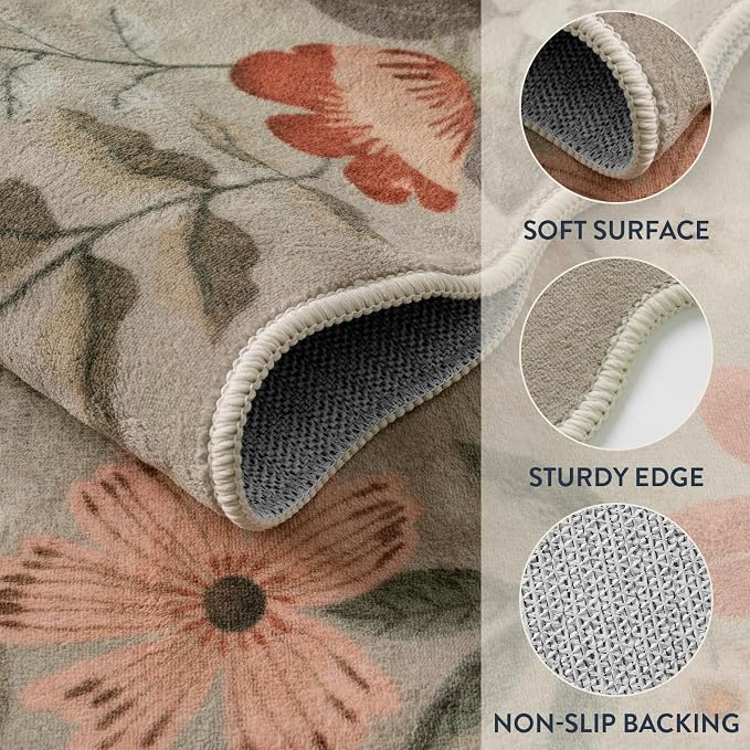 Lahome Floral Runners for Hallways, Soft Washable Runner