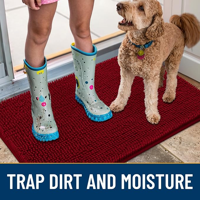 Smiry Dog Door Mat for Muddy Paws 70x35, Absorbent Dirt Trapper, Non-Slip